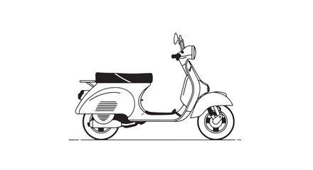 Fototapeta premium Minimalist line drawing of a person riding a scooter on a street.