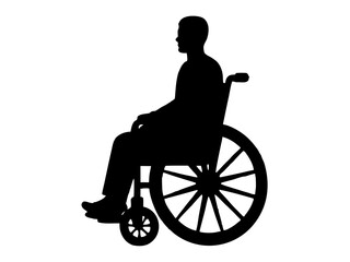 disabled man in wheelchair silhouette vector 