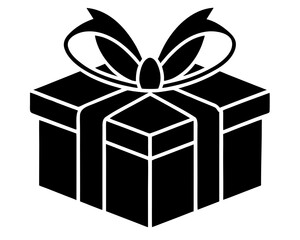 gift box with bow silhouette vector,gift box  icon