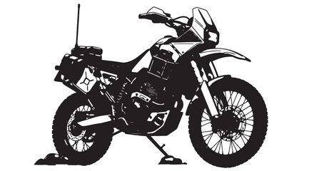 Obraz premium Rugged off-road motorcycle silhouette ready for adventure on rough terrain.