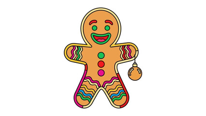 Gingerbread Man Festive Delight: An artistically rendered gingerbread man, adorned with intricate icing details and holding a charming ornament, embodies the festive spirit of the holiday season. 