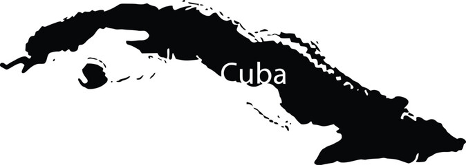 Cuba island map with country name in white on isolated background concept for geography
