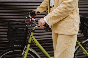 Eco-friendly transport with stylish bicycle ride