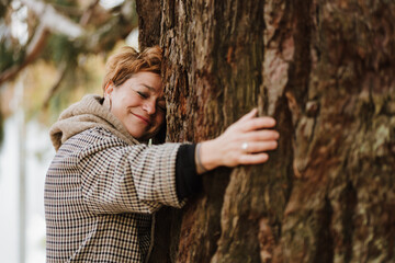 Woman embracing nature for eco-friendly conservation