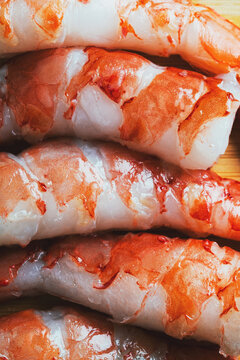 Fresh langoustines with vivid orange and white shells
