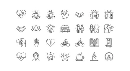 Wellness and self care concept thin line style vector illustration for website banner or social media