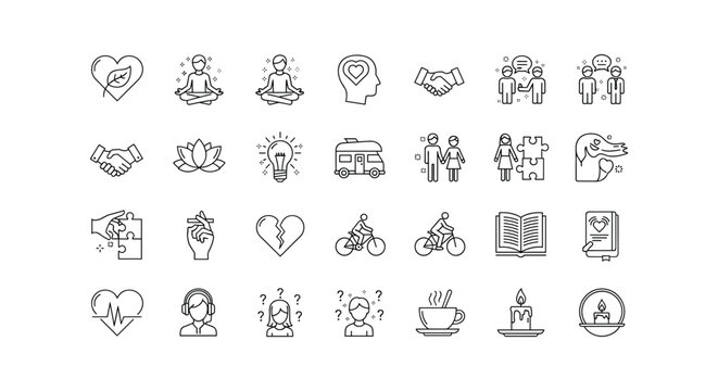 Wellness and self care concept thin line style vector illustration for website banner or social media - Powered by Adobe