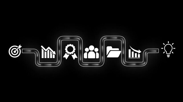 AI powered personalized E-Learning concept 4k animation on the transparent background. Online education, skill development and graduation. Motion graphics of E-learning idea.