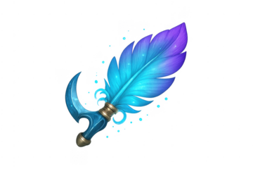 Magical feather dagger glowing with mystic energy