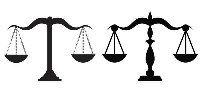 Set of balance scale icons - justice scale vector illustration