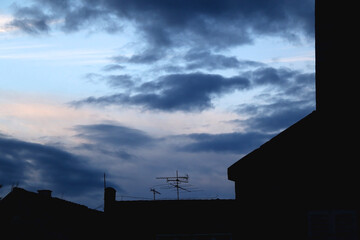 View of beautiful colorful sunset sky.