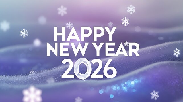 Happy new year 2026 festive snowflakes background design images - Powered by Adobe