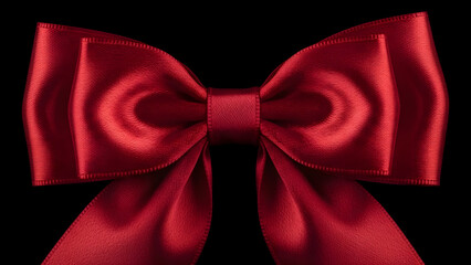 Luxurious red silk gift bow close-up with soft shadows