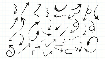 Bold Hand Drawn Arrows Vector Set for Infographic, Navigation and UI Design