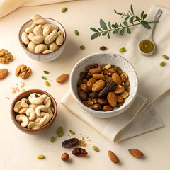 Gourmet Nut Selection in Elegant Bowls