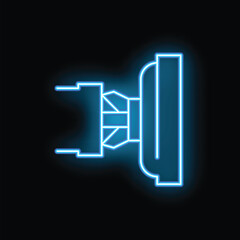 Glowing neon line car air filter icon isolated on black background