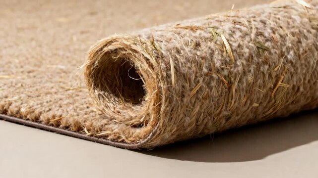 Fiberbased soundproof carpet underlay captured in medium shot highlighting ecofriendly material use and effective noise absorption for apartments.