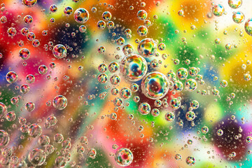 Vibrant bubbles floating in a colorful abstract scene