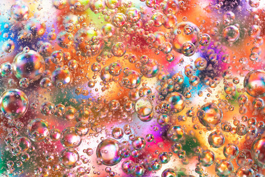 Abstract colorful bubbles floating in vibrant space