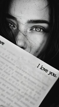 Primer plano de una persona sosteniendo un mensaje de amor.