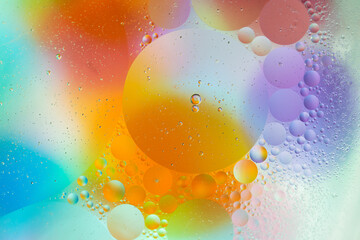 Abstract bubbles of color in oil