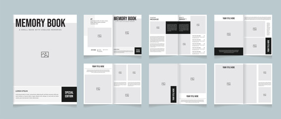 Modern Memory Book Template | Minimal Photo Book Layout | Clean Printable Memory Album Design
