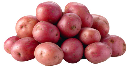Pile of fresh red potatoes on a white background root vegetable