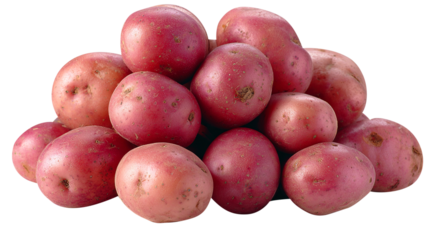 Pile of fresh red potatoes on a white background root vegetable