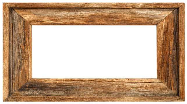 Wide Rectangular Rustic Wood Frame With White Center