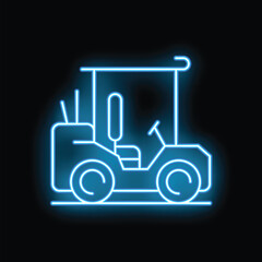 Glowing neon line golf car icon isolated on black background 4k ultra hd and 4k video resolution