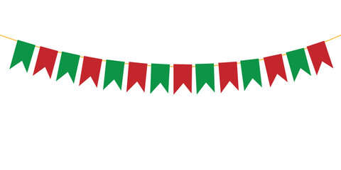 Hanging Christmas flags garlands.