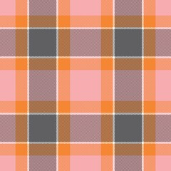 Plaid pattern in pink, white, black and orange