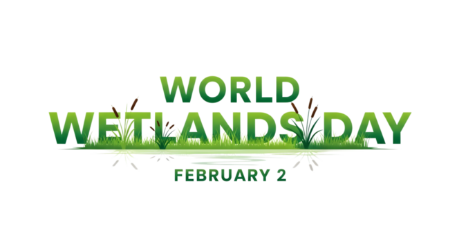 World wetlands day february 2nd celebration isolated on transparent background
