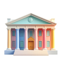 Colorful classical style building facade with pastel colors and columns