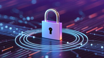 Ensure data security with a modern padlock protecting digital network