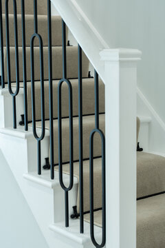 Elegant staircase with modern railing in a London home