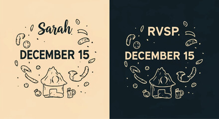 Hand Drawn Invitation Design for Sarahs December 15th Event.