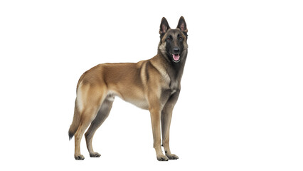 Naklejka premium Belgian Malinois dog standing isolated on white background