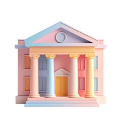 Pastel colored courthouse or government building with classic architectural design