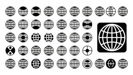 Globe grid collection graphic for global connection and networking themes