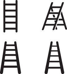 Black and White Ladder Graphics: Safety, Work, and Progress Icons