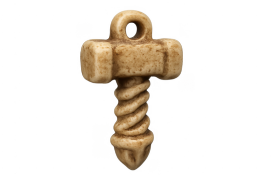 Mjölnir pendant carved amulet displaying norse mythology symbol