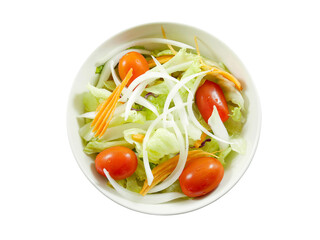 Fresh salad in a bowl. Top view. (with clipping path)