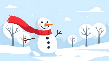 Happy Snowman in Winter