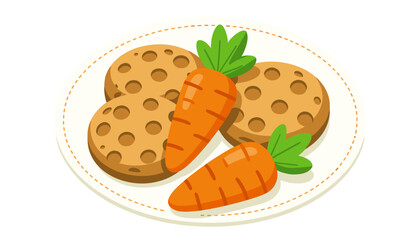 Easter carrot cookies isolated on a transparent background  