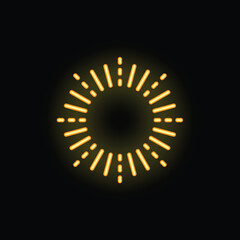 Bright neon yellow sun shining on a dark background