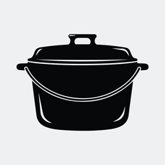 Silhouette cooking pot with lid household kitchenware vector illustration
