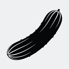 Silhouette cucumber vegetable dark food minimalistic icon line vector illustration