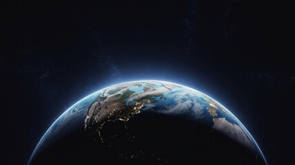 Obraz premium Spectacular Earth view from space showing city lights and starry sky