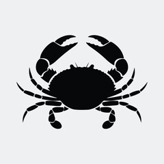 Silhouette crab detailed sea animal marine life black vector illustration